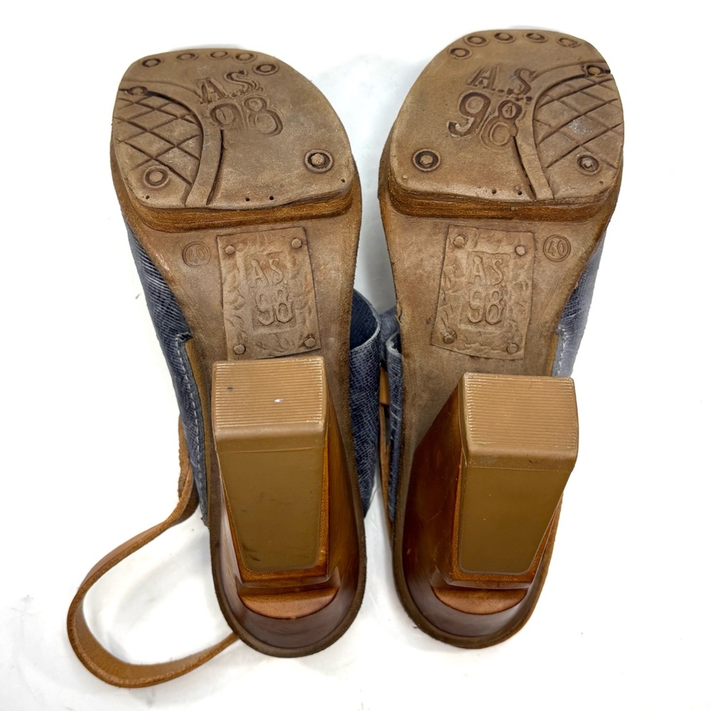 A.S.98 Blue + Tan Leather Heeled Sandals | 40 - Picture 7 of 9